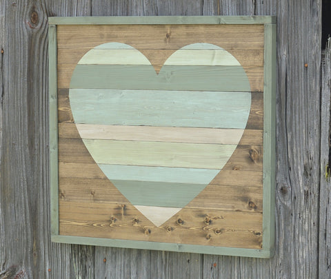 Large Plank Heart Framed Sign