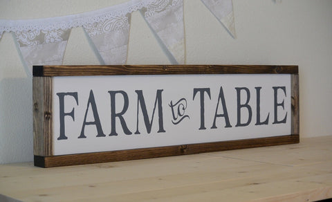 Farm to Table Long Framed Sign