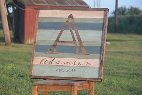 Custom Family Monogram Framed Plank Sign